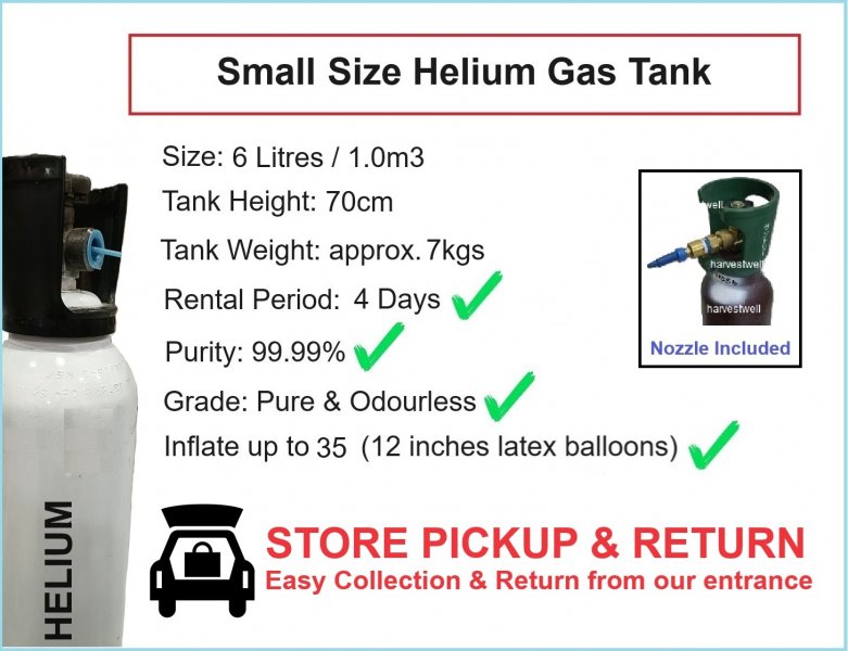[6 Litres] Small Helium Gas Tank Store Pickup